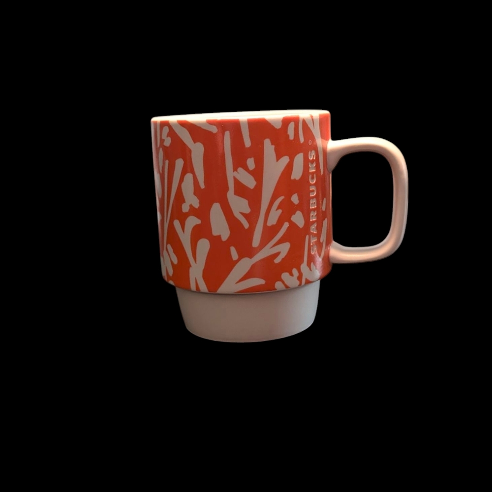 🏠Starbucks Floral Orange and White Mug